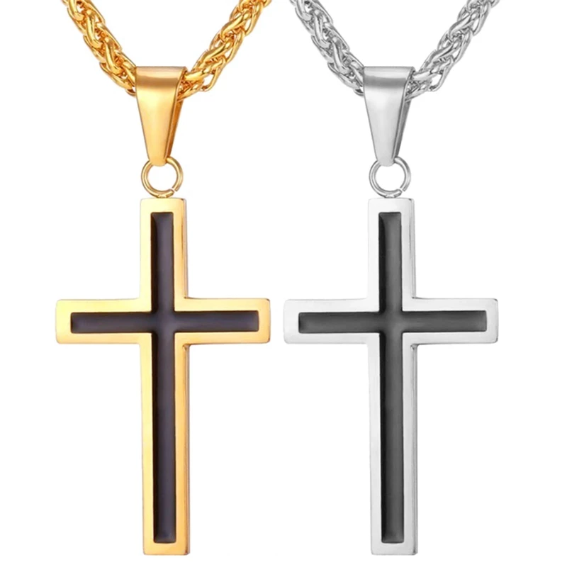 Men's Necklaces Trendy Simple Cross Pendant Titanium Steel Necklace