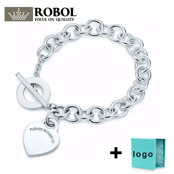 

SL TFB TTFF Rllen Original Sterling Silver Classic Heart-shaped Lettering Bracelet, Suitable for Women's Party Free Delivery.