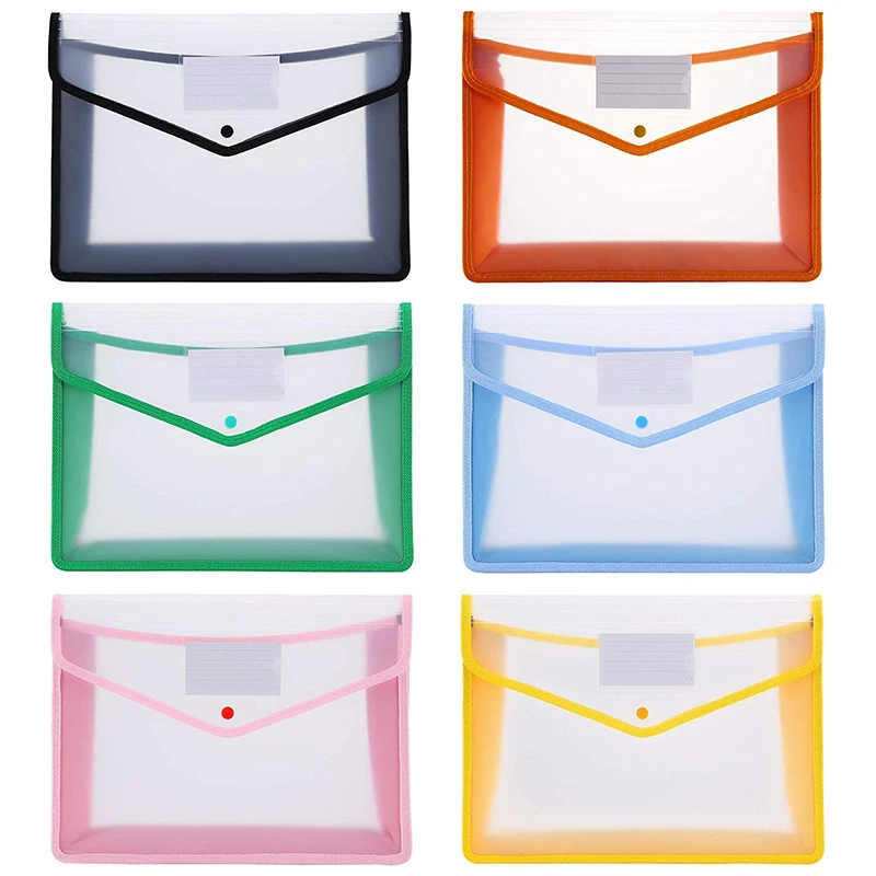 

Plastic A4 File Folders Large Capacity Wallet Document Bag Popper Wallet Envelope Folders for Office Home School Travel pvc bag