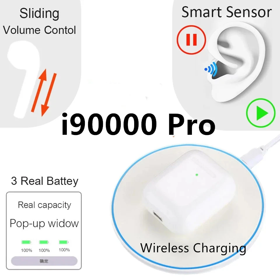 I90000 Pro TWS, 2 размера, 1:1, Bluetooth наушники, 1536U, всплывающие ушной датчик, звук басов, гарнитура, громкость PK i9000, i50000, skyPods