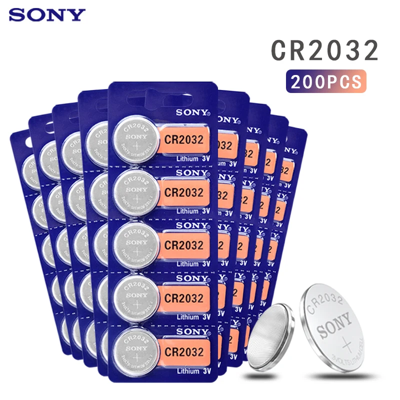 200PC SONY Original CR2032 battery 3V Lithium Batteries BR2032 DL2032 ECR2032 CR 2032 Button