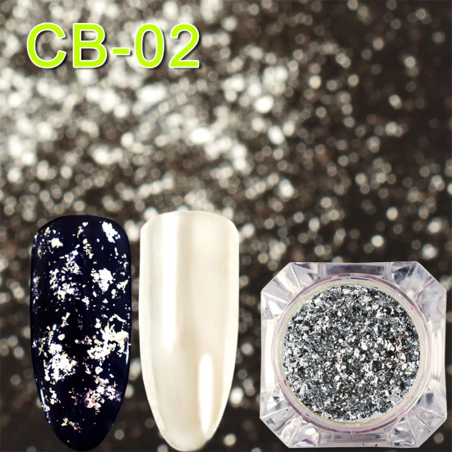 1 Box Holographic Nail Glitter Flakes Sequins Aluminum Gold Silver Spangles Paillette Nail Art Manicure Decoration LECB01-08-1