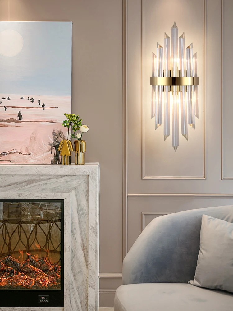 Modern contracted living room crystal wall lamp light luxury background wall hotel bedroom bedside continental corridor light