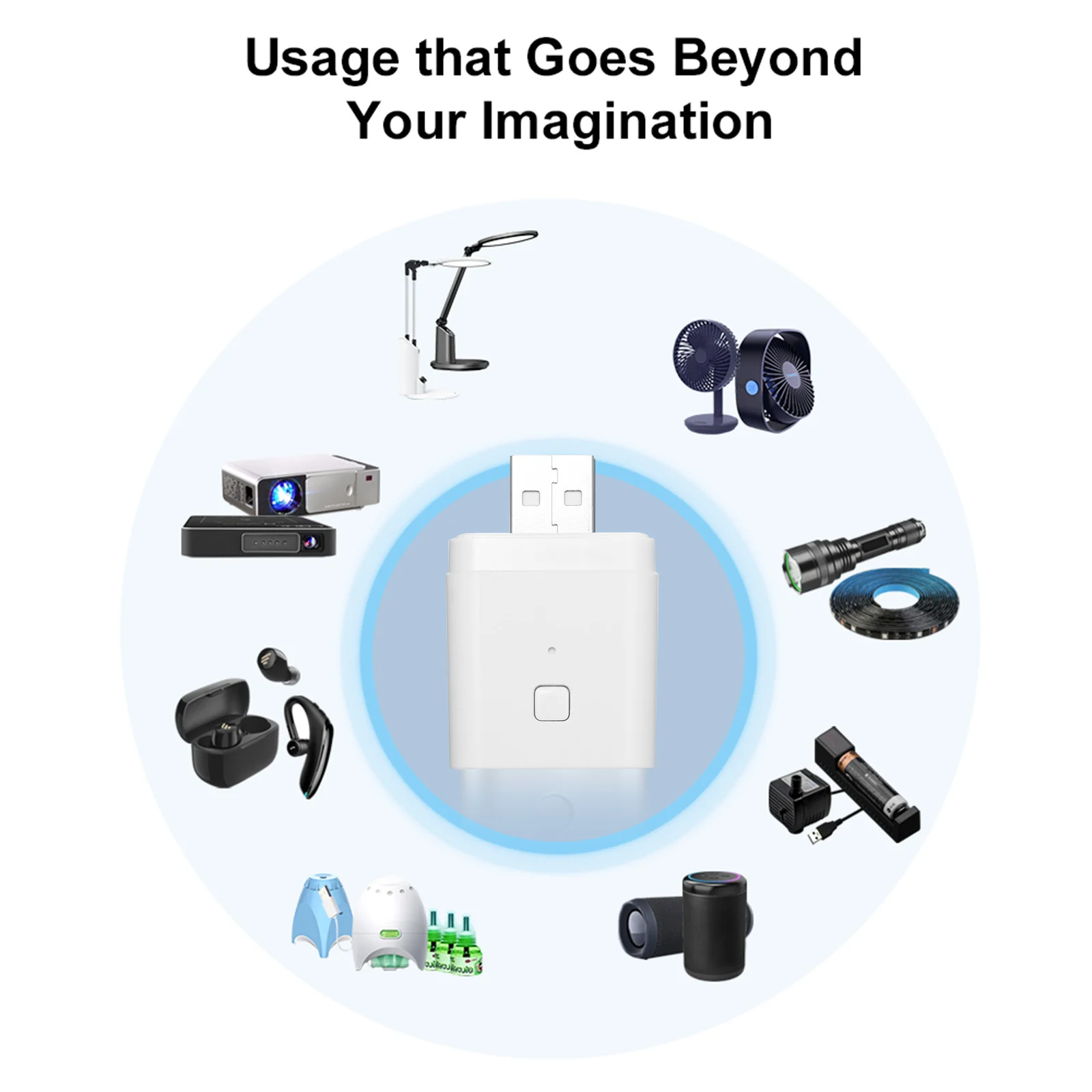 Tuya Micro 5V Wireless USB Smart Adaptor Flexible and Portable Make USB Devices Smart via Tuya APP Voice Control Compatible