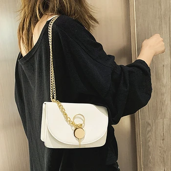 

Women Casual Chains Designer Flap Handbags Ladies Korean Version Messenger Cover Soft Clutch Hand Bags PU Leather Versatile Bag