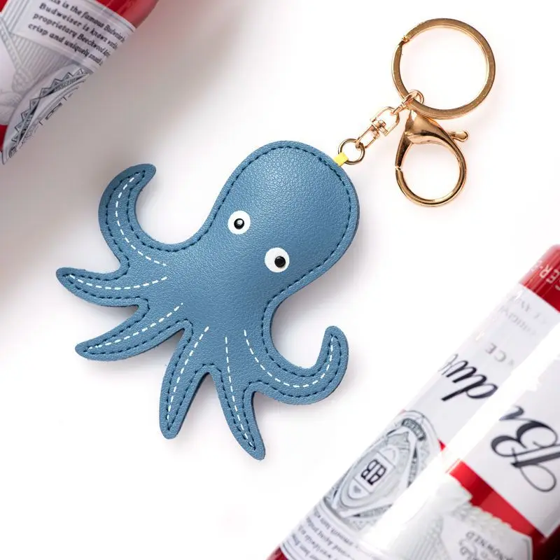 チャーム皮質かわいいタコキーホルダー女性の車のキーリングロングタッセルふわふわバッグジュエリーチャーム自動車の付属品キーチェーン Key Chains Aliexpress