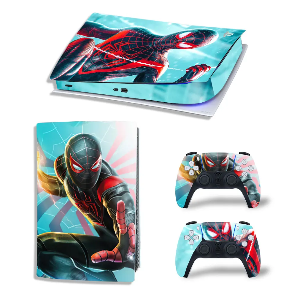 Marvel Spiderman PS5 Digital Edition Skin Sticker Decal Cover for PlayStation 5 Console and 2 Controllers PS5 Skin Sticker Vinyl