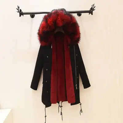 Black wine red Rex Rabbit Hair iner To Read Female Новое тонкое пальто с имитацией лисьего меха Щука длинное пальто с имитацией меха Tide hh0012 - Цвет: Black wine red