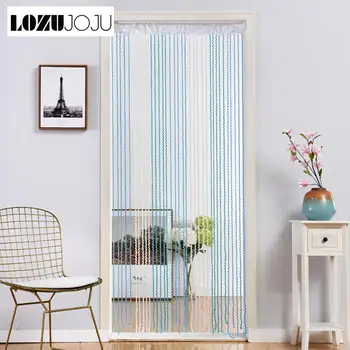 

LOZUJOJU 1 Piece 100x200 Rod Pocket Line Curtains Strings Design for Bedroom Doors Window Home Decor Modern Style Colorful Match