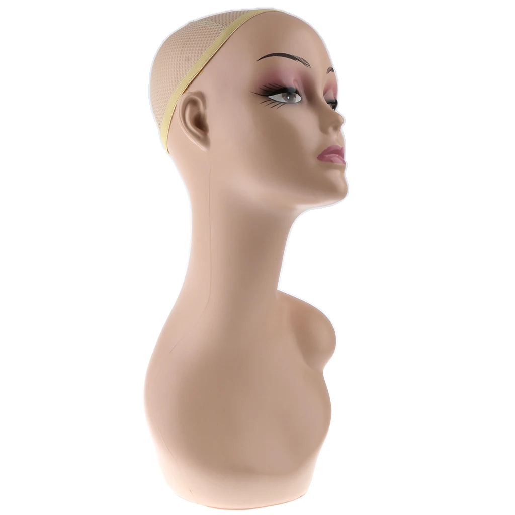 Female Mannequin Manikin Head Model Wig Glasses Hat Display Stand with Shoulder Bust Net Cap