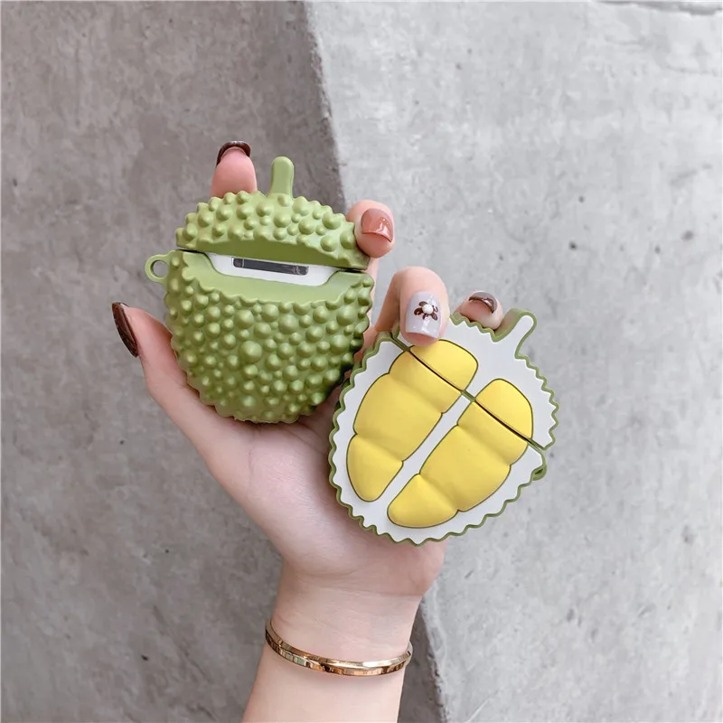 Durian Fruit для Airpods 2 чехол силиконовый чехол для Apple Air Pods милый чехол для наушников Высокое качество 3D чехол для наушников Аксессуары