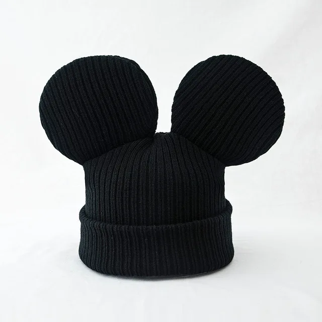 Winter Mouse Ear Beanie Hat Ladies Knit 