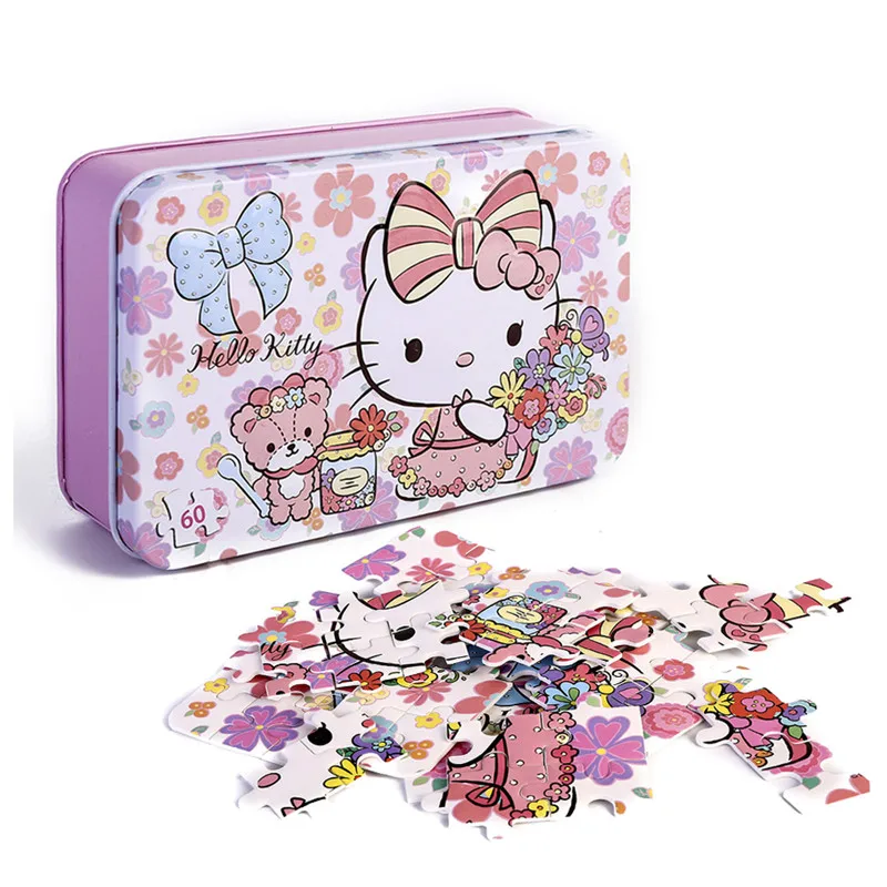 Пазлы hello kitty, 60 деталей, блестящие головоломки для детей, Обучающие Развивающие головоломки, игрушки