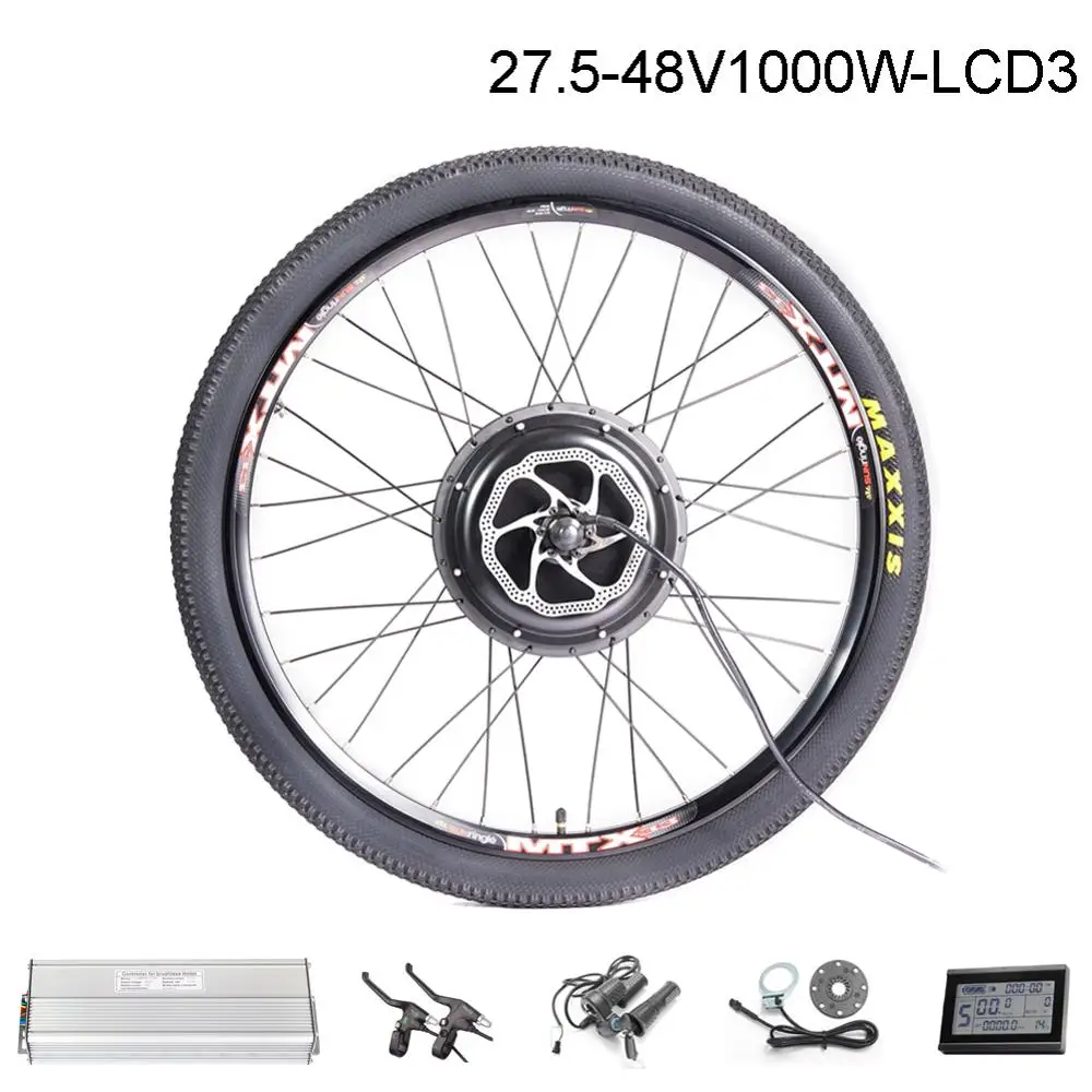 27.5inch 1000W Фара для электровелосипеда в 20-29 дюймовым 700C преобразователя для электрического велосипеда с сертификатом ce комплект 48V 1500W тормозной функцию регенерации задний ступичный мотор для центрального движения колеса - Цвет: 27.5inch 1000W