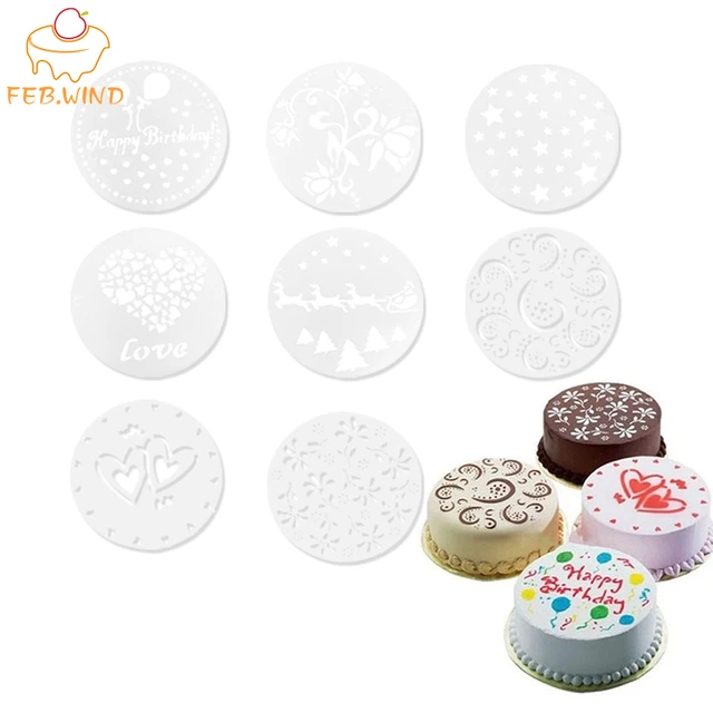 Rolin Roly 4pcs Cake Stencils Templates Variety Plastic Cake Stencils  Decorating Heart Flower Screen Printing Cake Tiramisu Bakery Stencil Tools  (4pcs