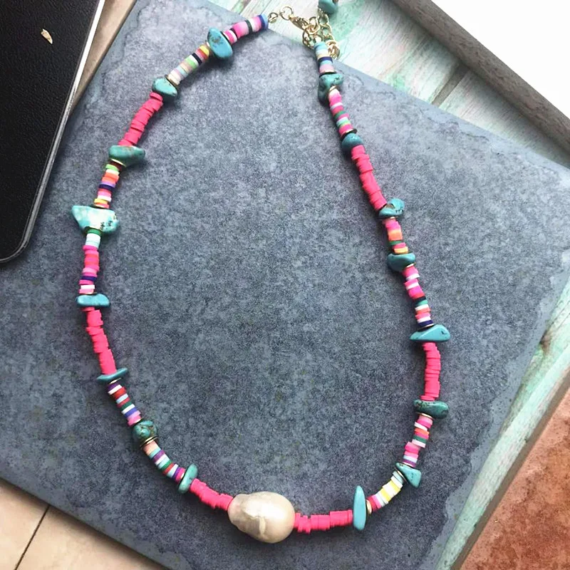 Богемное ожерелье с жемчужной подвеской, колье, acero inoxible joyeria mujer bizuteria moda mujer pokemon, женские аксессуары