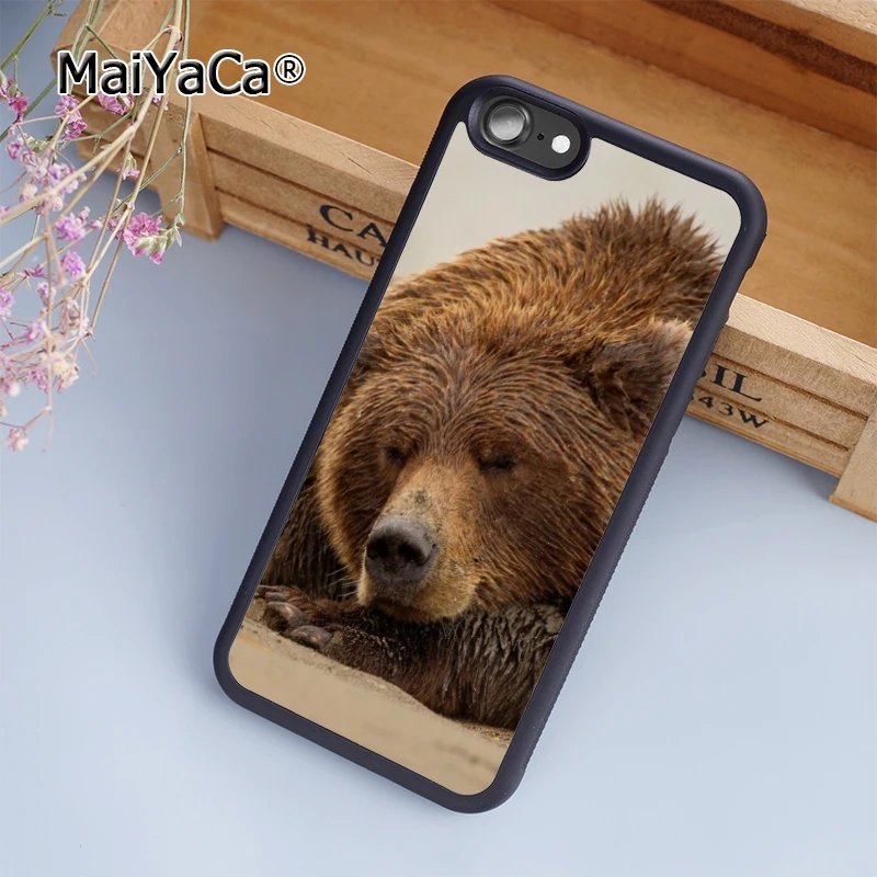 MaiYaCa коричневый медведь спящий на мокром песке чехол для телефона iPhone 5 6s 7 8 plus 11 pro