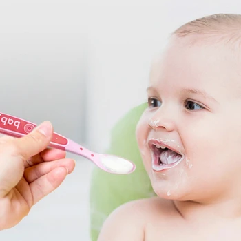 

Baby Soft Silicone Spoon Candy Color Temperature Sensing Spoon Children Food Baby Feeding Tools New