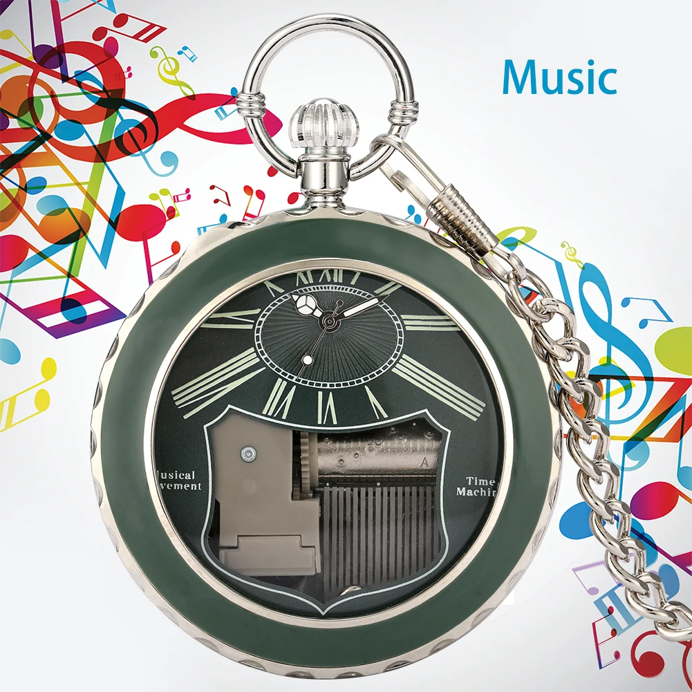 Transparent Glass Musical Pocket Watch Swan Lake Melody Music Watch Antique Pendant Pocket Timepiece Vintage Quartz Watches Gift Quartz Watch Pocket Watch