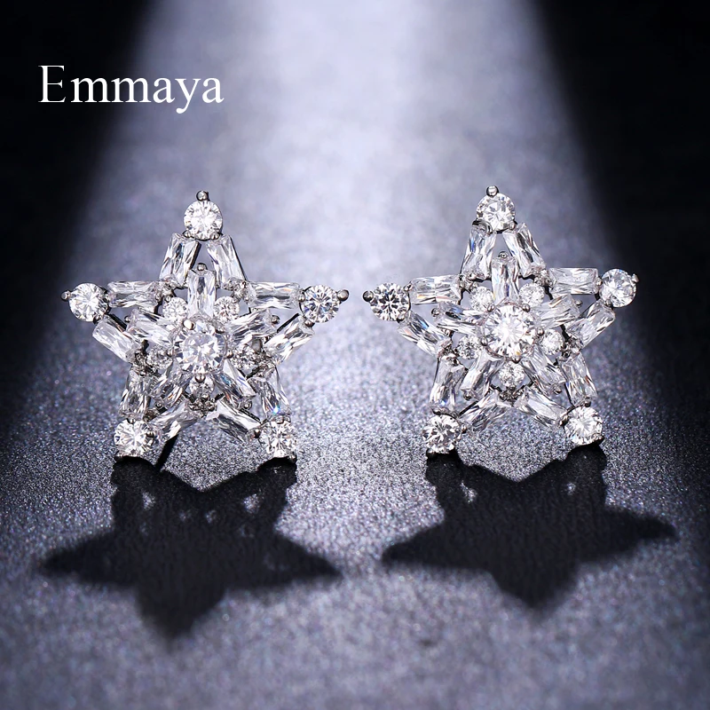 Emmaya блестящее украшение для женщин в форме звезды с AAA кубическим цирконием Новое поступление, серьги для банкета - Окраска металла: silve