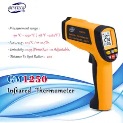 Цифровой Бесконтактный инфракрасный термометр gm1250 Температура пирометр ИК лазерная точка Gun EMS 0.1-1.0-50 ~ 1250c (-58-2282f)