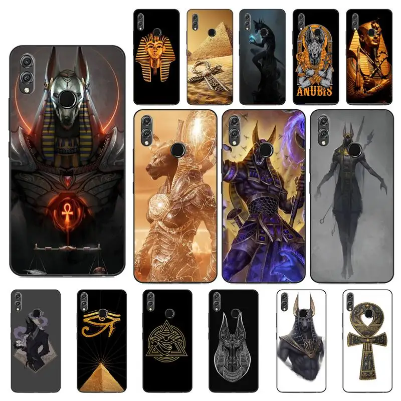 YNDFCNB артистичный Египет Nefertiti Anubis Ankh мягкий черный чехол для телефона Huawei Honor 8X 8A 9