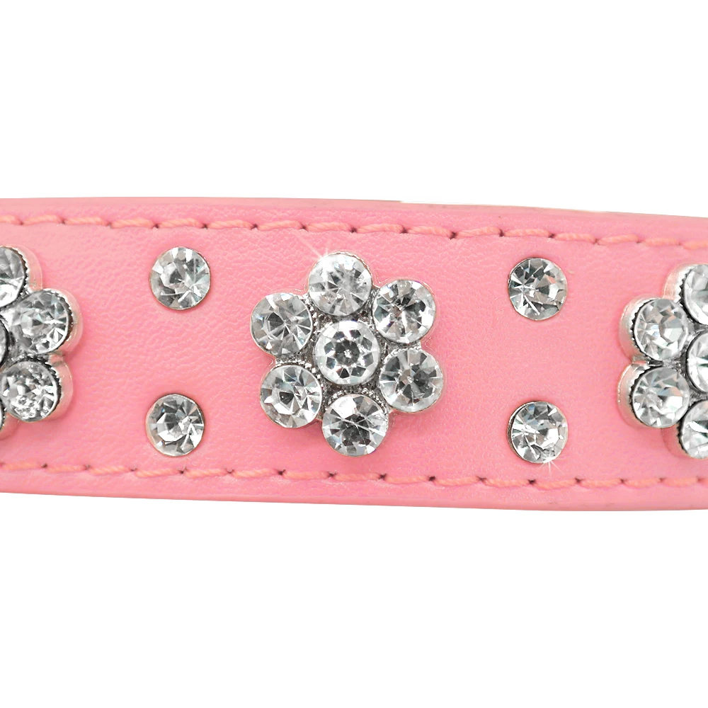 Bling Cats Collar Leather Bowknot Adjustable Kitten Medium Dogs Small Rhinestone Puppy Cat Collars Pug Yorkshire Chihuahua