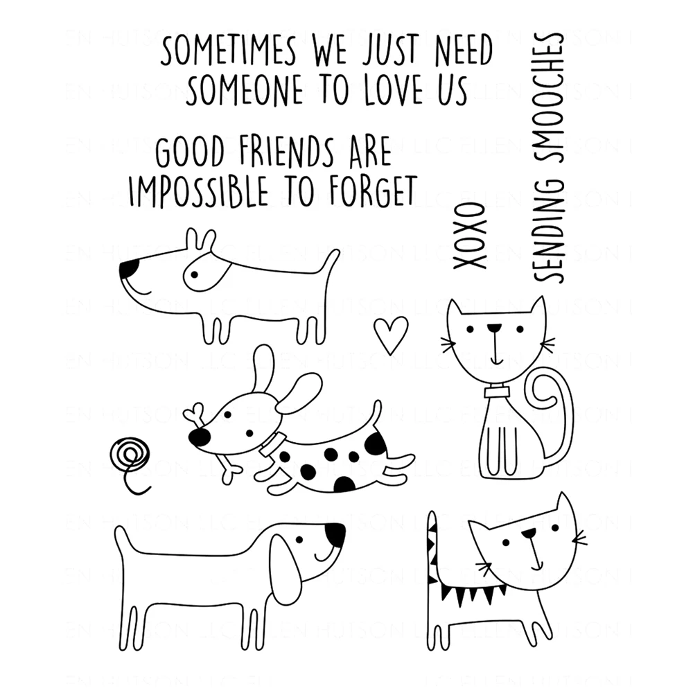 Прозрачные силиконовые штампы для собак и кошек рукоделия скрапбукинга