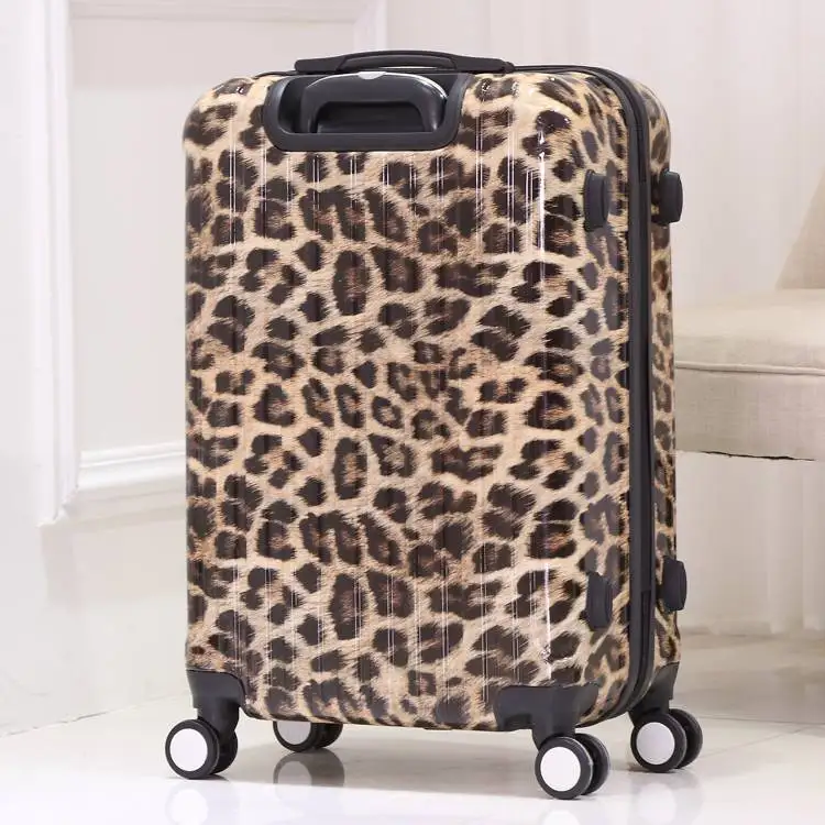

20"24"28"inch Fashion trolley suitcase zebra Leopard Print unisex rolling luggage carry on travel bags on wheel Cabin luggage