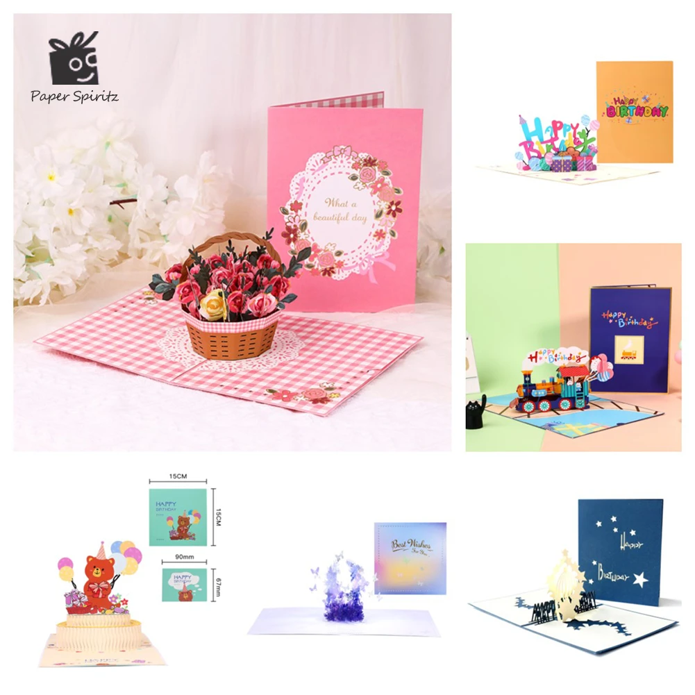 3d pop up cards flowers happy birthday card anniversary gifts postcard maple cherry tree wedding invitations greeting cards gift cards & invitations aliexpress 3d pop up cards