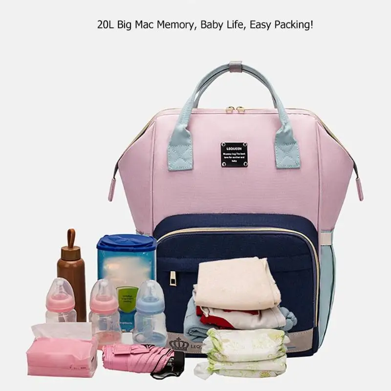 Goedkoop LEQUEEN Kleurrijke Mummie Luiertas Baby Feeder Zak Moeder Fruit Waterdichte Verpleging Organizer Vrouwen Reizen Rugzak