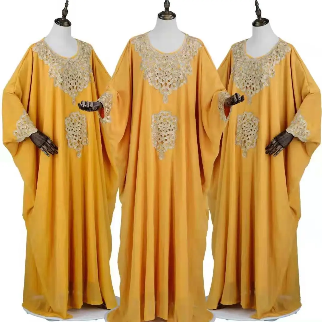 African Dresses Women Stylish Dashiki Diamond High Quality Chiffon Robe Marocaine Luxury Dubai Abaya Maxi Evening Dress Plus O/S african traditional attire