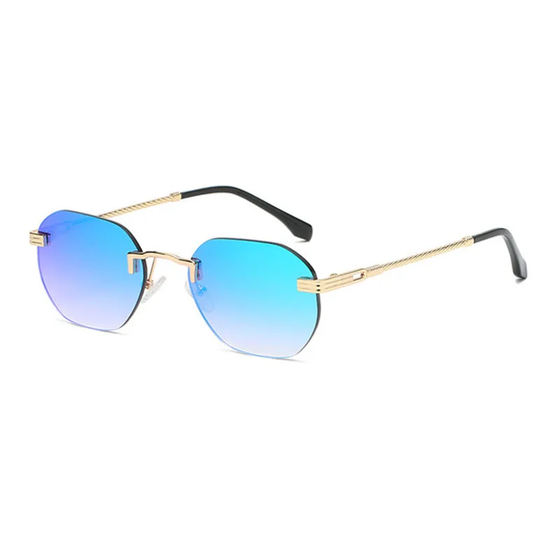 large sunglasses HBK Blue MIRROR Frameless Gold Metal Ladies Sunglasses Men Rimless Brown Sun Glasses For Women Fashion Shades Cutting Eyeglass fashion sunglasses Sunglasses