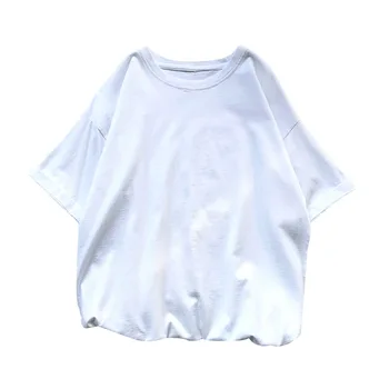 

ZHIJING Pure Cotton MEN'S Short-sleeved T-shirt Loose Casual Couple Clothes Solid Color Crew Neck Half Sleeve Tops