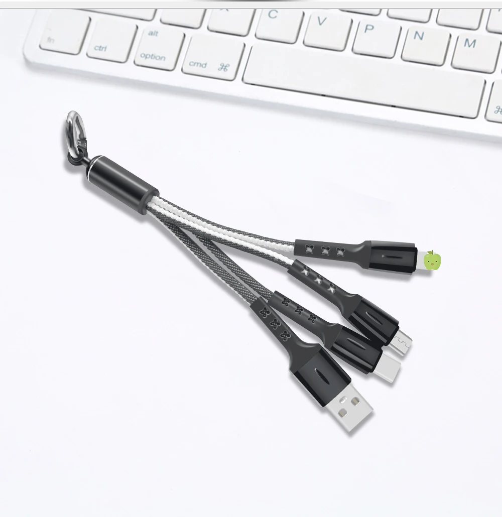 FBYEG Mini 3 в 1 USB кабель портативный короткий Micro usb type C мульти зарядный кабель для Xiaomi huawei iPhone Быстрая зарядка