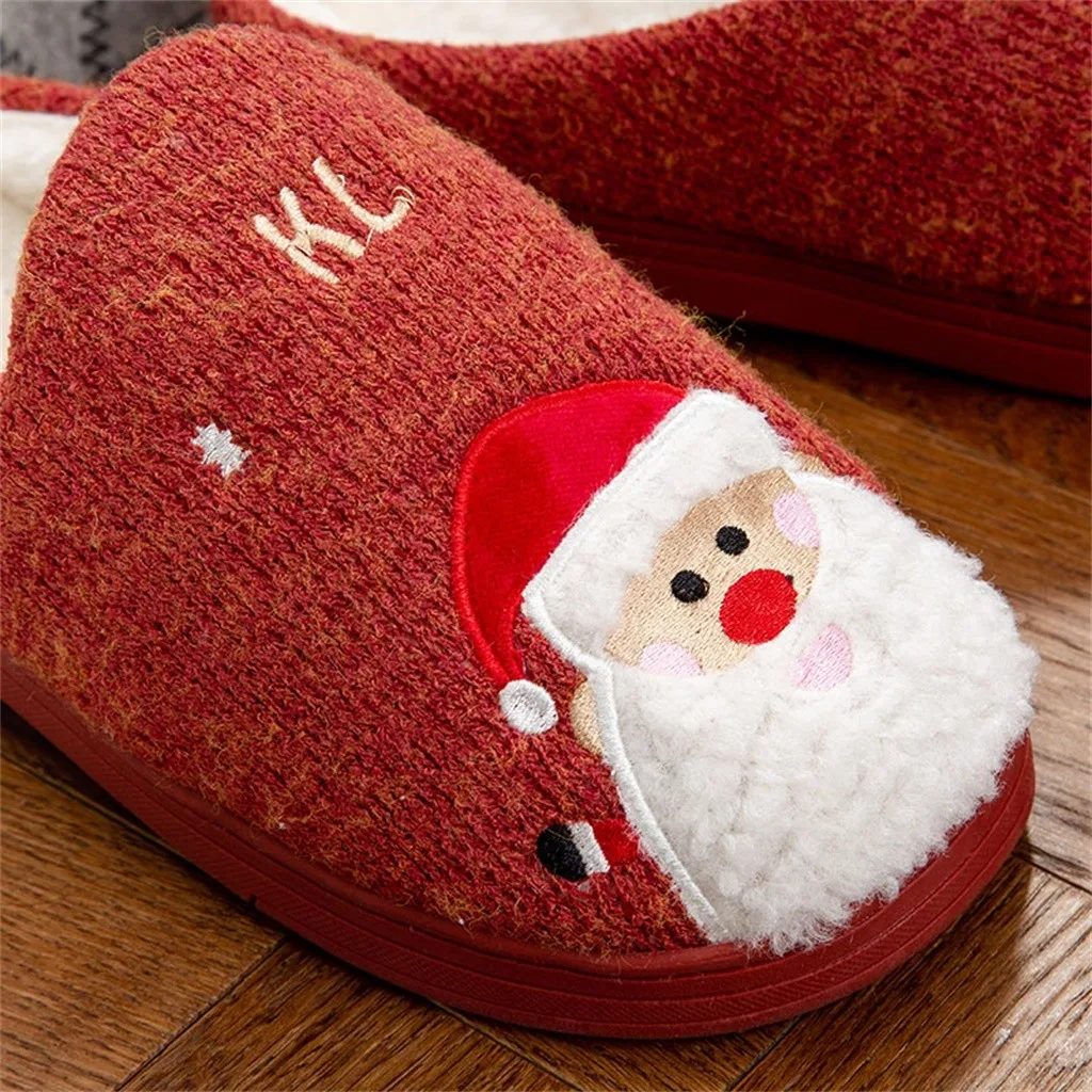 Men Home Flat Slippers Indoor Shoes Man Christmas Platform Flat With Warm Floor Home Cuty Santa Deer ShoeSlippers тапочки