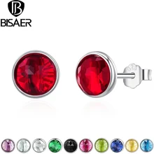 Подлинные 925 пробы серебряные серьги с месяцем рождения, маленькие серьги-гвоздики для женщин из серебра 925 пробы, ювелирные изделия