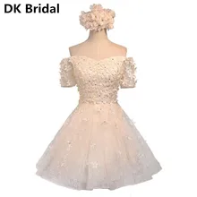 Новинка года: Короткое мини-платье трапециевидной формы с кружевными цветами для выпускного вечера, выпускное платье, коктейльные платья