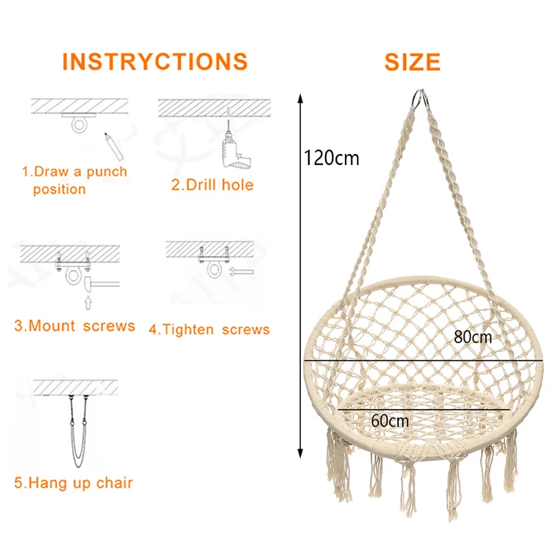 Круглый гамак качели подвесное кресло для улицы в помещении спальни подвесное кресло для ребенка взрослый безопасный гамак с аксессуарами