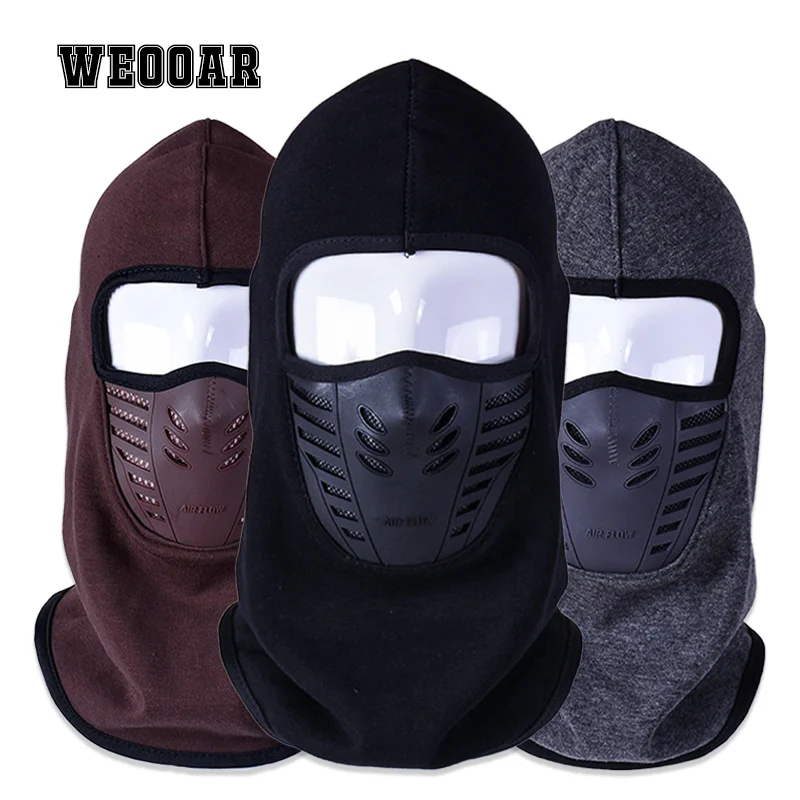 

WEOOAR Plus Velvet Thick Men's Balaclava Winter Hat 2021 Beanies for Women Full Face Ski Bonnets Caps Outdoor Warm Hood MZ218