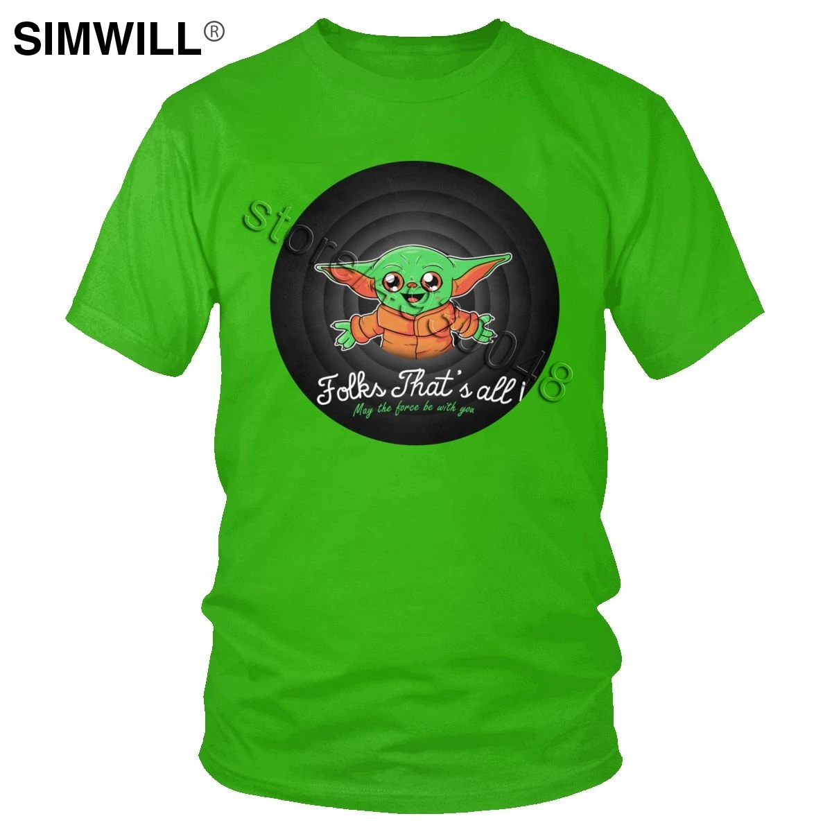 Модная новинка; хлопковая футболка с короткими рукавами для маленьких Йоды и мандалориана; Повседневная футболка с принтом «Звездные войны»; футболка с героями фильмов; Подарочная одежда; топы - Цвет: Зеленый