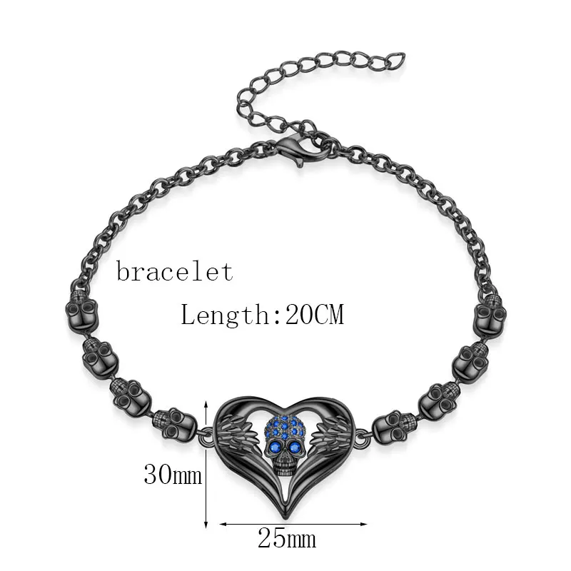 Женский браслет с кристаллами циркония черепом ангелом любовным сердцем