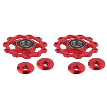 Bicycle Variable Speed Guide Wheel Accessories 2 Pieces 11T Mountain Bike Guide Wheel Drive Rear Dial Guide Wheel Multicolor
