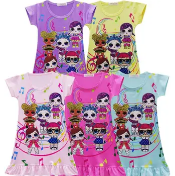 

Girls Dress Summer Baby Kids L.O.L Dresses Sleeveless Clothing Kids Children Cartoon Print Pajamas Dress Doll Clothes Casual