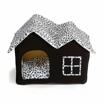 

Foldable Pet Small Medium Dog House Cat Bed Sofa Cushion Mat Warm Puppy Dog Spot Printed Cave Nest