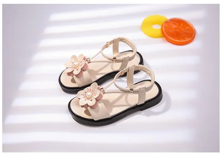 Sandals Girls Kids Sandals Princess Sweet Flower Children Summer Beach Shoes 2020 Brand New Soft Sweet Floral With Pearl 26-36