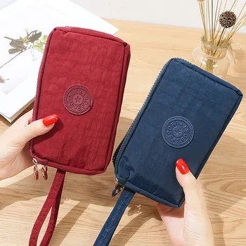 

2020 Canvas Women Wallet Fashion Women Solid Mobile Phone Bag Short Wallet Three-layer Zipper Coin Card Key Wallet