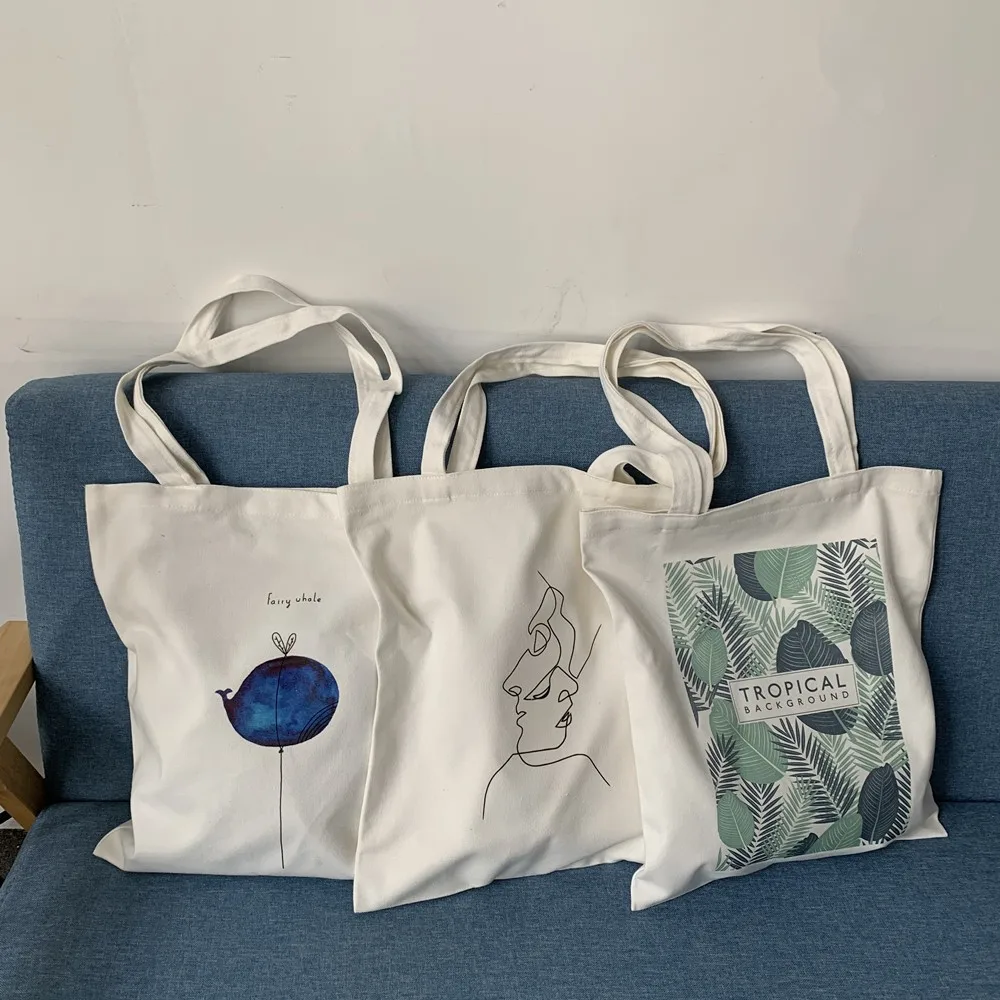 

Simple Letter Canvas Tote Bag Ladies Environmental Protection Eco Shopping Versatile Large Shoulder Bags Woman's Handbag 2020