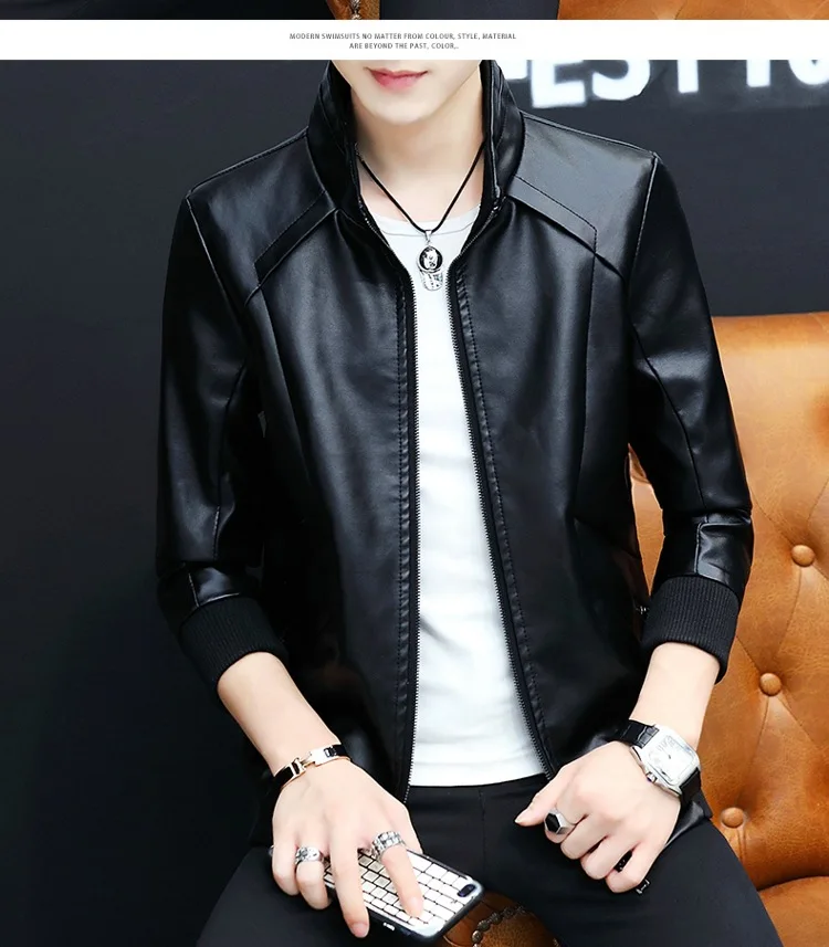 Gt-6720 Autumn And Winter New Style Korean-style Slim Fit MEN'S Leather Coat Trend PU Leather Jacket Men's Large Size Motorcycle
