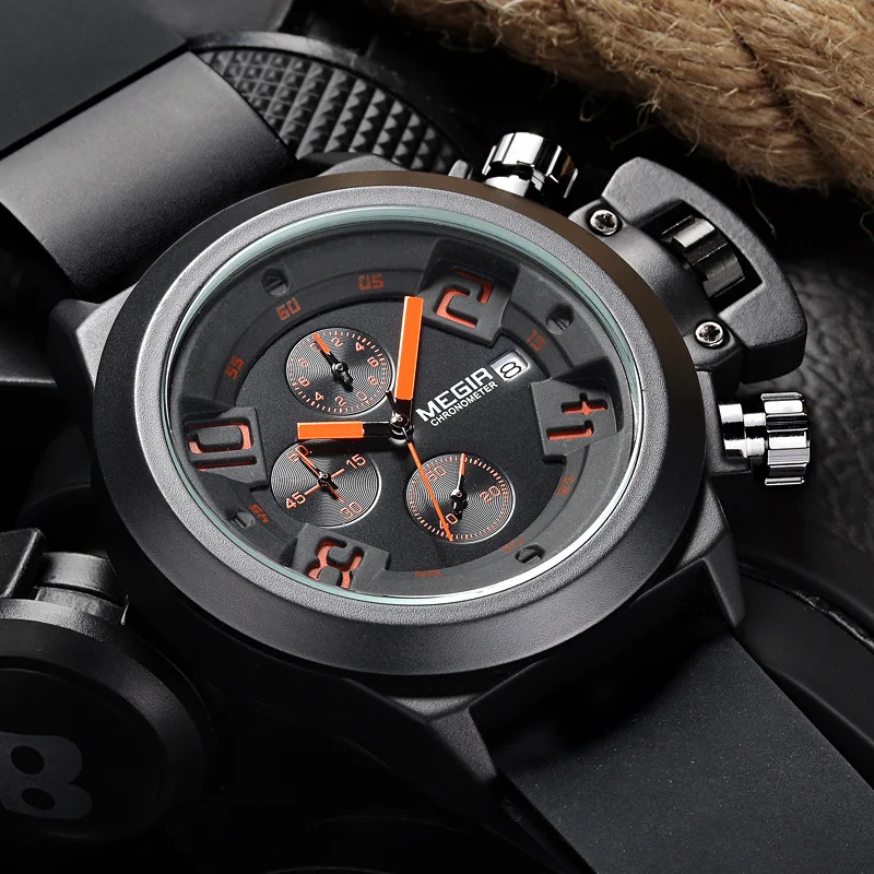 

Megir mei gainer 2001G Multi-functional Sports Silicone Watch Strap Hot Sales Waterproof Calendar Sports Men's Quartz Watch